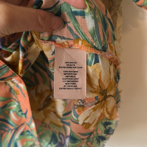 PHILOSOPHY | Anthropologie Orange & Green Casual Button Down Short Sleeve Shirt - Picture 7 of 10